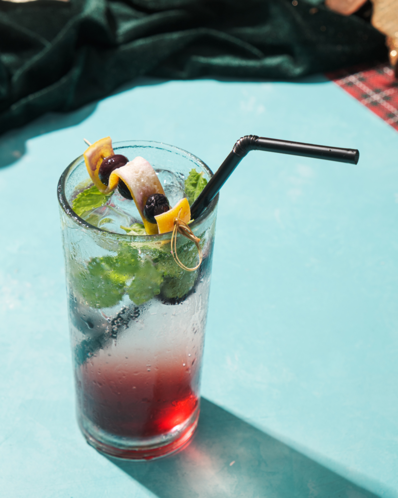 Tittos Latin BBQ and Brew Holiday Mocktails Purple Haze Fizz